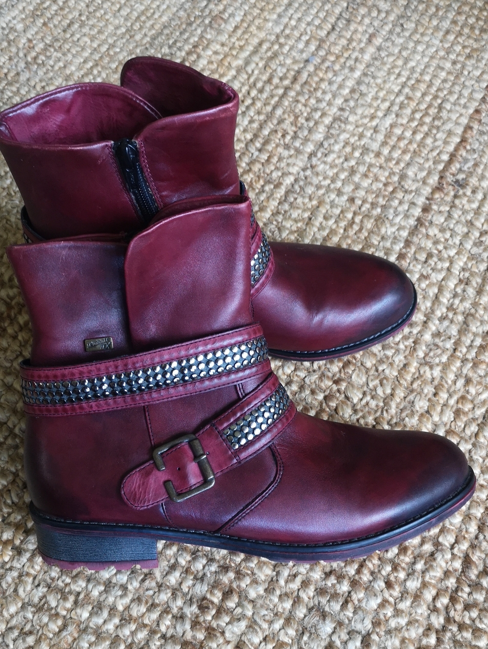 Remonte burgundy leather ankle boots
